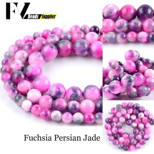 Natural Fuchsia Persian Jades Stone Beads for Needlework Jewelry Making 6 8 10mm Gem Spacer Beads Diy Handicraft Accessories 15"