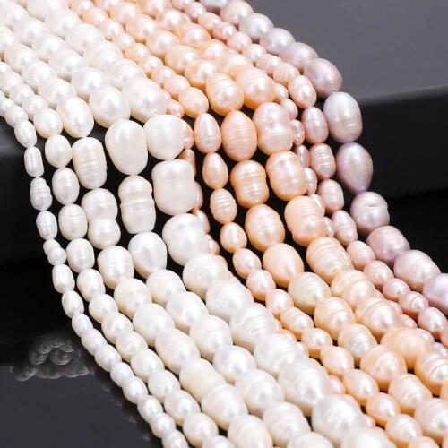 Natural Freshwater Cultured Pearls Beads Rice Shape 100% Natural Pearls for Jewelry Making DIY Strand