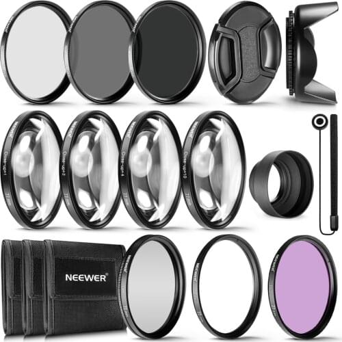 Neewer 77MM Lens Filter and Accessory Kit: UV CPL FLD Filters, Macro Close Up Filter Set(+1 +2 +4 +10), ND2 ND4 ND8 Filter
