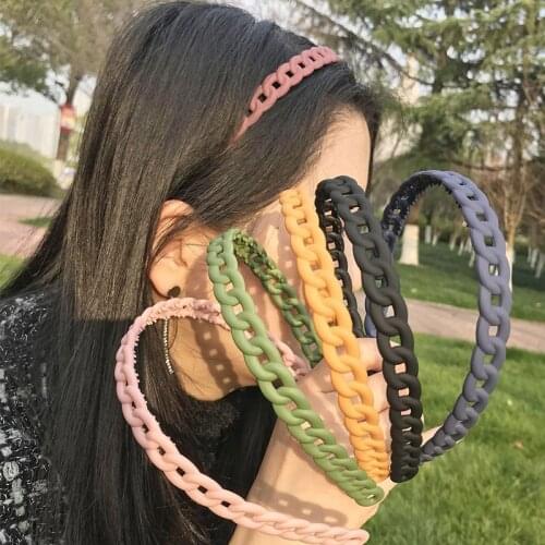 New Fashion Simple Hair Comb Thin Head Hoops Chain Candy Color Plastic Headband Frosted Hairwear Women Hair Decor Accessories