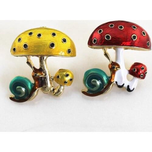 New European and American style popular Enamel big snail mushroom fashion cute coat brooch female