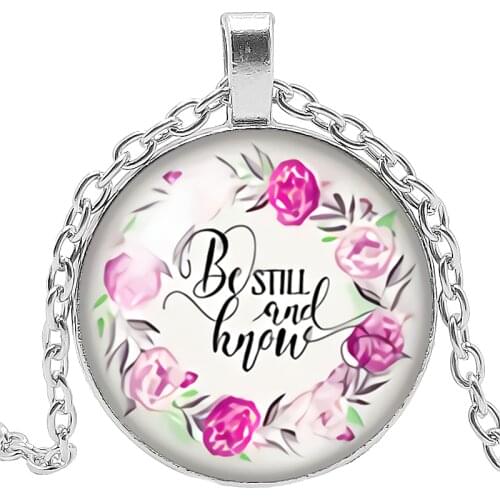 2019 New Christian Bible Verses Quotes Believers Necklace Jewelry Pendant Crystal Convex Round Glass Necklace Faith Gift