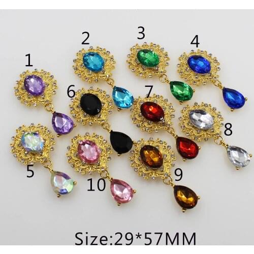 New 5pc Gold Acrylic Rhinestone Brooch Button Wedding Wine Glass Decoraation Flat Back Clothing Metal Button DIY Accessories