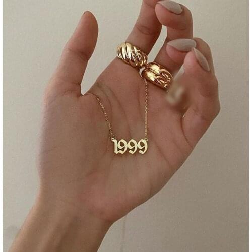 Custom Necklace for Women Gold Silver Color Birth Year Necklace Bijoux Personalized Choker Collares Stainless Steel Jewerly