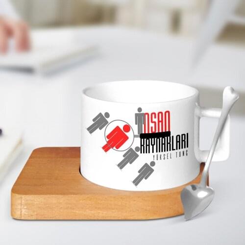 Personalized Professional Human Resources Wood Altlıklı Ceramic Cup