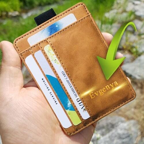 Personalise Card Holder Card Wallet Men Busines Bank Elastic Band Thin Credit Card Case Small Cards Pack Cash Pocket Custom Gift