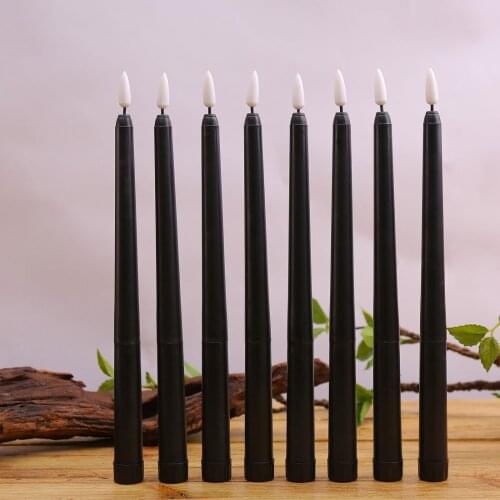 6Pcs Plastic Flickering Black LED Flameless Candles,Battery Operated Decorative Electronic Candles for Christmas Dinner Party