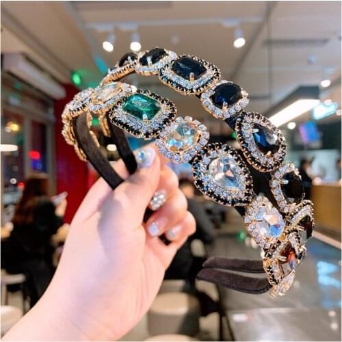 Colorful Gem Baroque Headbands For Women Diamond Hair Accessories Pearl Headband for Girls Crown Flower Hairbands Head Wrap