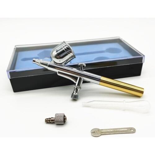 New 0.3mm Spray DUAL ACTION Nail Airbrush Kit Gun Paint top cup gold color Free Shipping top Gravity Feed