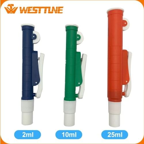 LEVO E Lab Manual Pipette Pump, Suitable for Glass and Plastic Pipettes, Volume Capacity (2ml Blue, 10ml Green and 25ml Red)