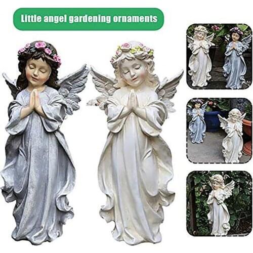 European And American Style Garden Fairy Angel Sculptures Eye-catching Anti-deform Resin Fairy Tale Praying Statue for Garden