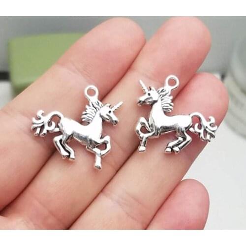 10pcs/lot--23x25mm, horse cham,Antique silver plated Unicorn charms,DIY supplies,Jewelry accessories