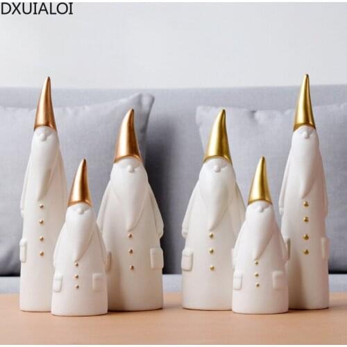 DXUIALOI Nordic Simple Abstract White Santa Claus Decoration Ceramic Crafts Office Living Room Desktop Home Decoration