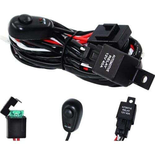 Led Work Light Bar Cable Car Auto Off Road Driving Fog Light Wiring Loom Harness Kit With On/Off Switch 40A Dc12V One Drag Two
