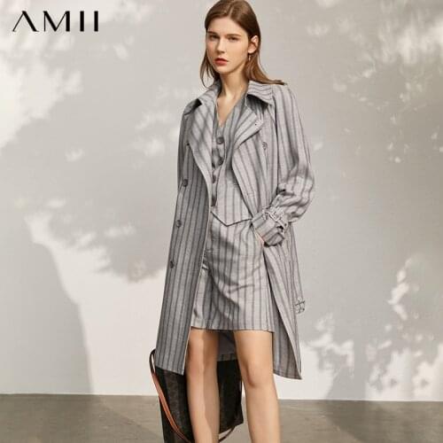 Amii Minimalism Spring Summer New Womens Trench Coat Causal Striped Slim Tanks Fashion High Waist Gray Womens Shorts 12140140