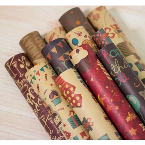 10pcs 70*50cm Kraft Paper Birthday Gift Wrapping Paper Thicken Poster Wrapping Package Kawaii Cartoon Home Party Decoration