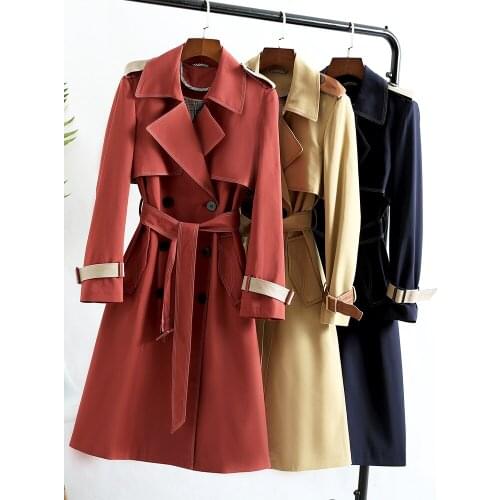 High End Counter Windbreaker Womens Mid Long 2021 Spring Dress New European Goods British Temperament Popular Coat
