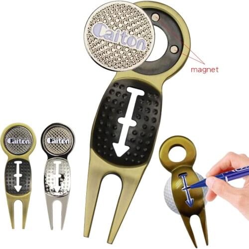 1 Pcs Golf Repair Tool Golf Divot Repair Tool Magnet with Golf Marker Key Chain Liner Clip Drop Shiping