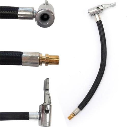 1pc Bicycle Motorcycle Bike Car Flexible Clip On Air Tyre Tire Chuck Inflator Hose