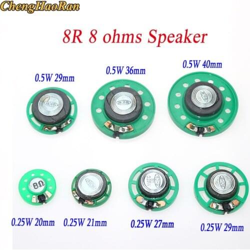 10pcs/Lot Ultra-thin speaker Doorbell horn Toy-car horn 8 ohms 0.25 0.5 watt 0.25W 0.5W 8R Diameter 20/21/23/27/29/36/40 MM