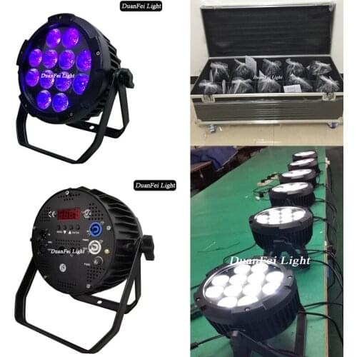 With flycase 10pcs led par cans 12x18w rgbwa uv led power con par light no waterproof wash lyre par led rgwbauv