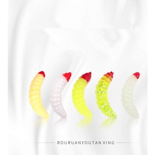 100Pcs Carp Fishing Lures Bait Tackle Artificial Outdoor Fishing Soft Silicone Mealworms Maggot Grub Worm Fishing Accessories