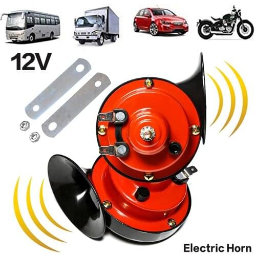 12V Car Snail Electric Air Horn Loudly Alarm Kit Boat Motorcycle Dual Tone Horn Loud Signal Car Accessories Parts