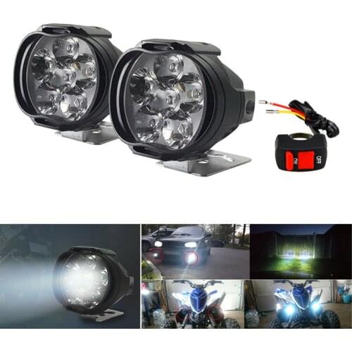 12V Car Motorcycle Bike Waterproof LED External Lights Fog Light Headlight Lamp 5700K-7000K white light +Switch ON-OFF