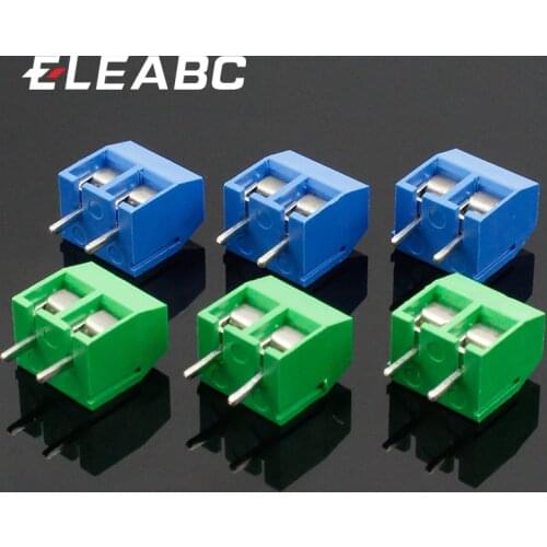 20PCS/LOT KF301-2P KF301-5.0-2P KF301 Screw 2Pin 5.0mm Straight Pin PCB Screw Terminal Block Connector Blue and green
