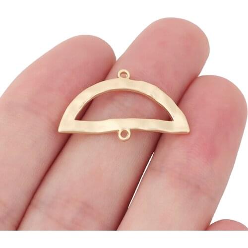 20 x Matte Gold Half Round Connectors Charms for DIY Necklace Earrings Jewelry Accessories 27x17mm