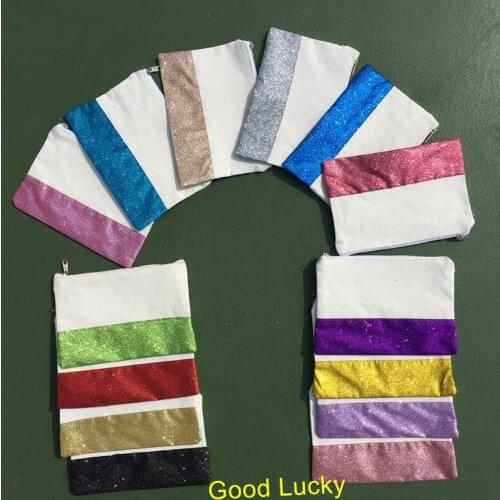 200pcs/lot hot selling monogram personalize 14 colors glitter cosmetic bag organizer bags monogrammed makeup bags