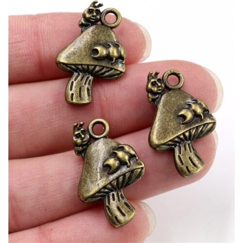 25x16mm 6pcs Antique Bronze Plated Mushroom Handmade Charms Pendant:DIY for bracelet necklace(Q5-03)