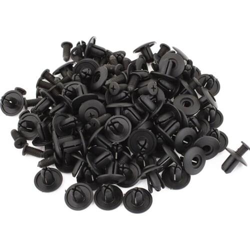 50Pcs Diameter 6mm Black Plastic Auto Fasteners Rivets Clips Vehicle Car Bumper Door Panel Fender Liner Clips Retainer