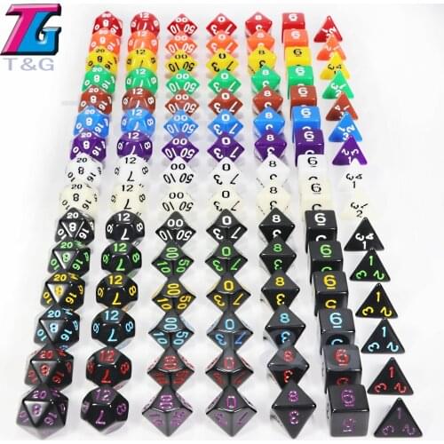 7Pcs/Set Acrylic Polyhedral TRPG Games ForDND Opaque D4-D20 Multi Sides Dice Pop for Game Gaming