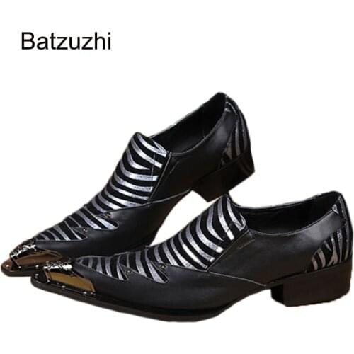 Batzuzhi Italy Style Fashion Man Shoes Pointed Toe Mans Leather Dress Shoes Black Business Oxford Shoes Zapatos Hombre, 38-46