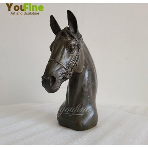 Bronze Horse Head Sculpture Animal Bust Sculpture Horse Head Bronze Statues For Home Office Decor Ornament Antique Crafts