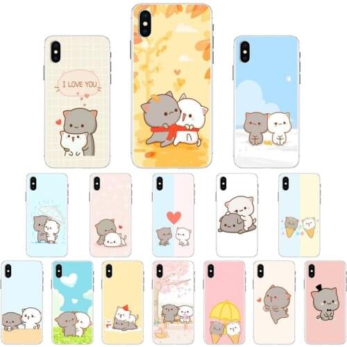 Peach Mochi Cat Cartoon Phone Case For iPhone X XS MAX 11 12 pro max 6 6s 7 7plus 8 8Plus 5 5S XR se 2020 case
