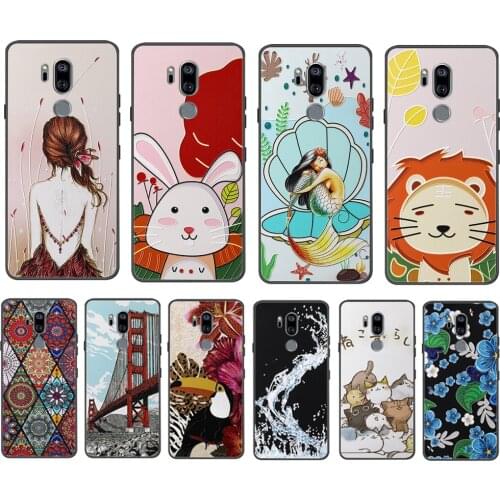 3D Emboss Relief Case For LG G7 ThinQ For G7 Fit For G7 One Phone Cover Black Softness TPU Silicone Back Bumper