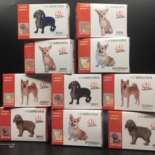 10pcs/set 1:10 4D World Famous Dog Model Toys Simulation Animal Model Cute Pet Corgi Poodle For Sad Table Action Figure