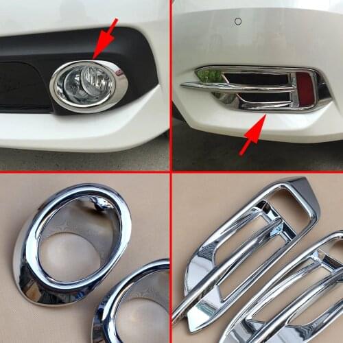 Chrome Parts Fit For Honda Civic Sedan 10th Front Fog Light Cover Rear Foglight Lamp Cover Accessories 2016 2017 2018 4Pcs
