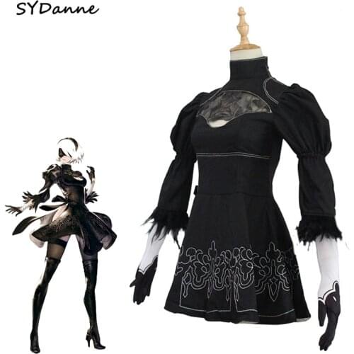 Game Nier Automata Yorha 2B Cosplay YoRHa No. 2 Type B Costume Women Outfit Disguise Costume Halloween Girls Party Black Dress