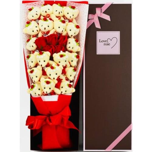 Simulation red rose flower plush bouquet toy Valentines Day Mothers Day Christmas Girl friend Gifts