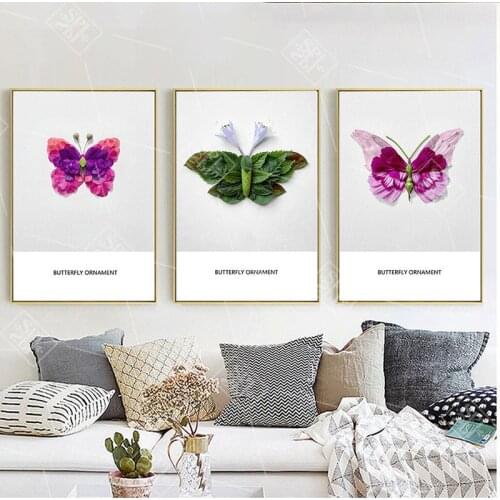 Creative Flowers Butterfly Poster and Print Nordic Canvas Art Painting Nursery Baby Room Decoration Wall Picture for Living Room