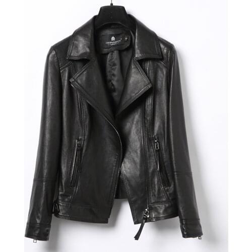 Genuine Women Real Sheepskin Leather Bomber Jacket Spring Autumn Plsu Size Coat CN126P01 MF143
