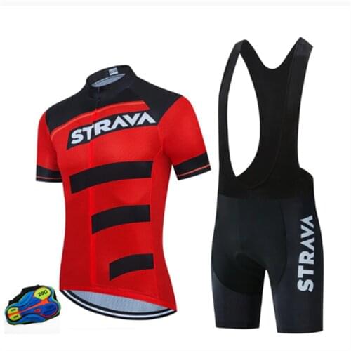 STRAVA Summer Cycling Clothing Mens Cycling Set Bike Clothing Breathable Anti-UV Bicycle Wear Short Sleeve Cycling Jersey Suits