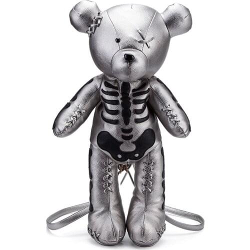 Fashion Skeleton Bear women backpack Punk Style School Bags Cartoon design backpacks for girls teenagers Gifts Shoulder Bags