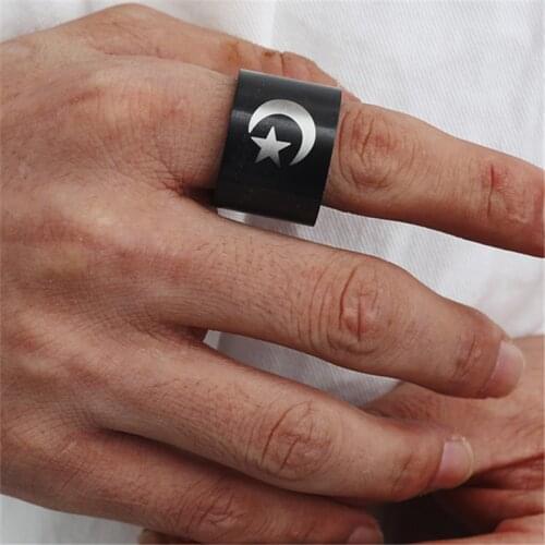 MOREDEAR Black Titanium Star Moon Logo Ring For Men and Women