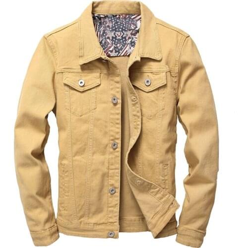 2020 spring and autumn red white black yellow army green denim jacket mens slim fit streetwear denim jacket male hip-hop bomber