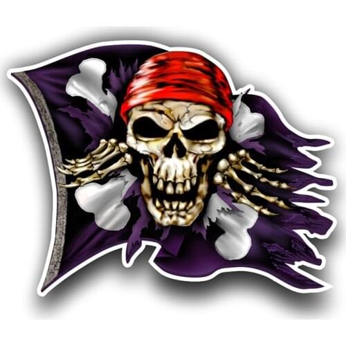 Car Stickers Fashion PVC Personality Flag Pirate Skull & Crossbones Flag Decal Auto Motorcycle Decals Accessories ,13cm*10cm