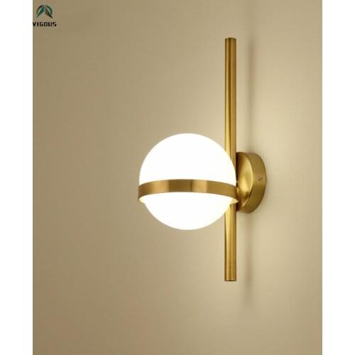 Nordic Simple Glass Globe Lustre E27 Led Wall Lamp Bedroom Metal Led Wall Scones Indoor Lighting Fixtures Led Lamparas Lighting